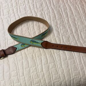 Brown and Blue Airplane Belt